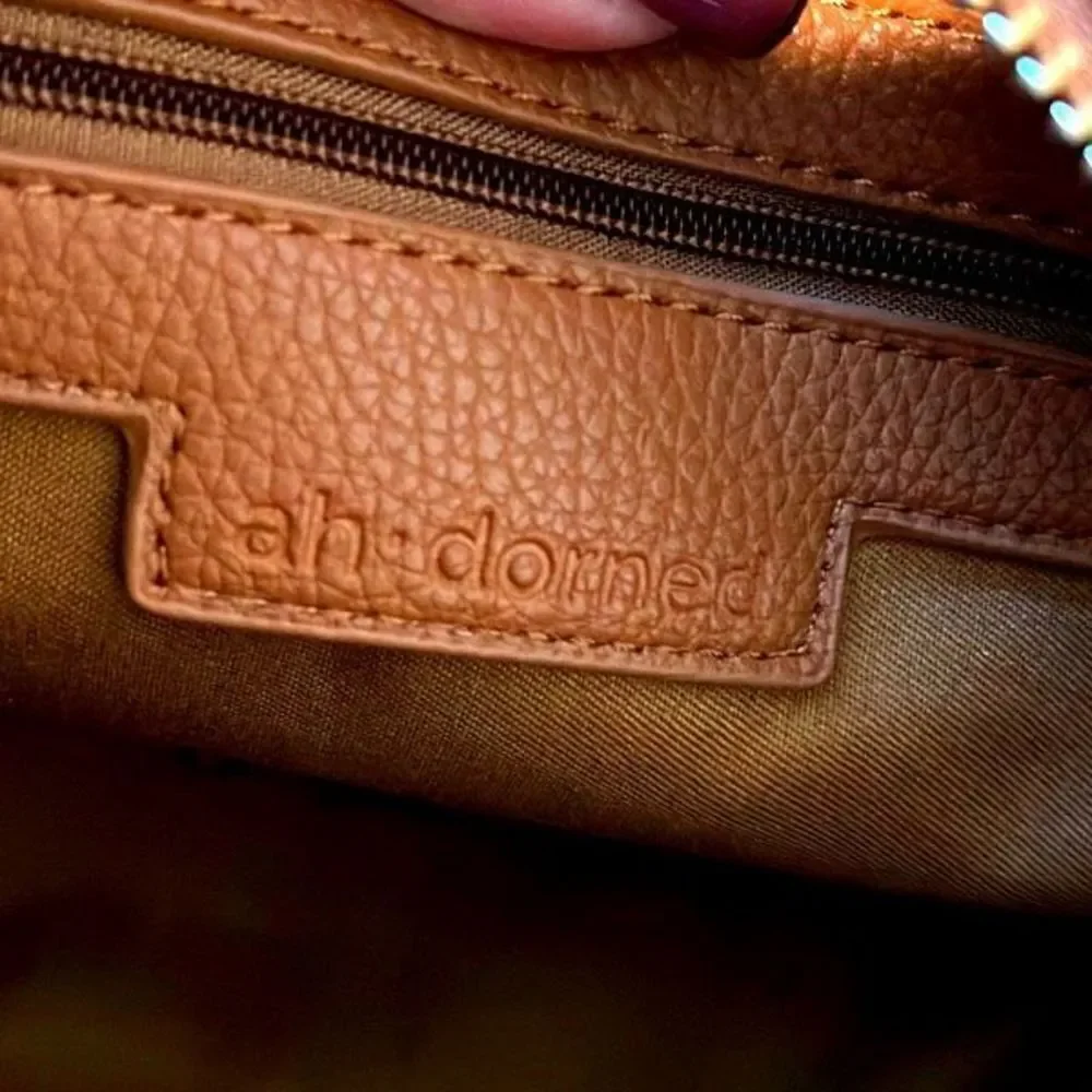 AH•DORNED‎ Crossbody Bag w/strap. Vegan leather. Camel colored